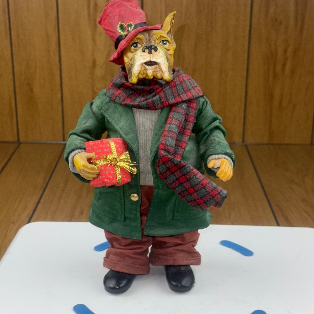 Folkskraft Possible Dreams 1988‎ Dog Holding Gift Christmas Figurine